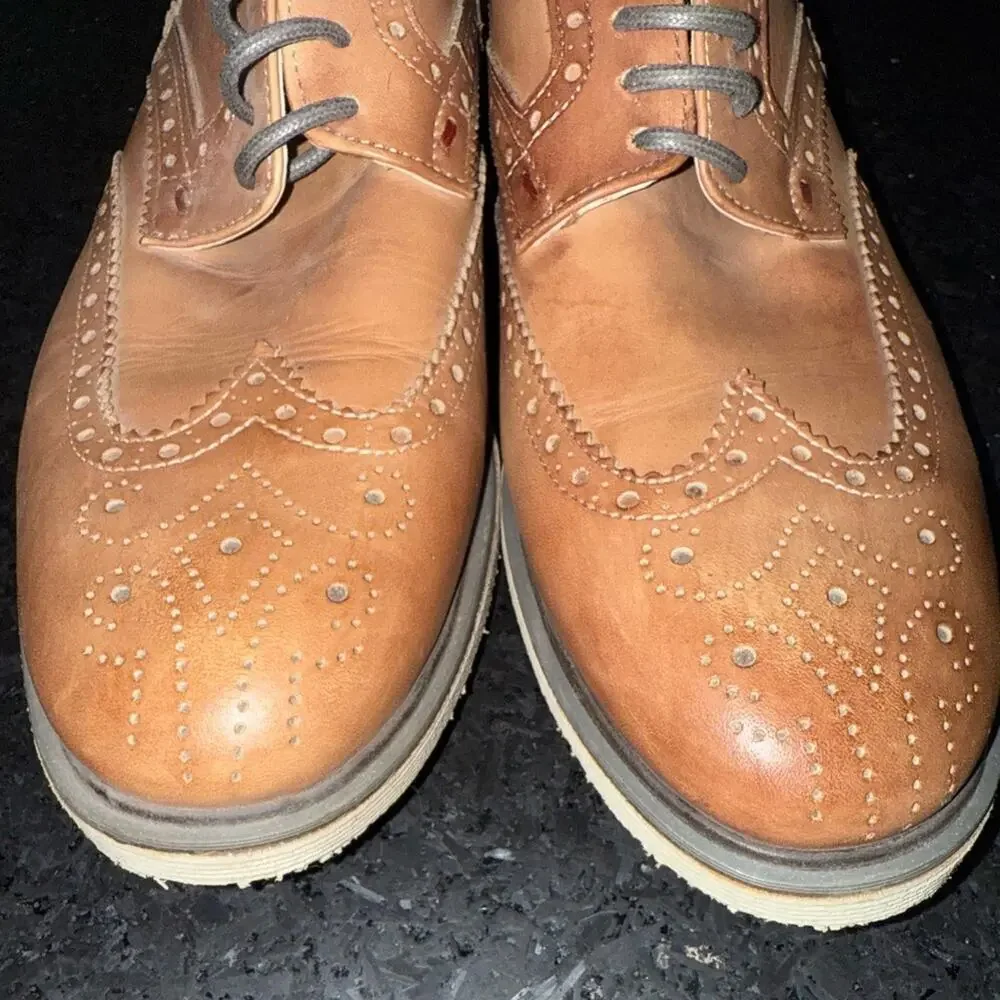 UEC Café Noir Tan Brogue Shoes GENUINE LEATHER ITALIAN MADE SZ 43